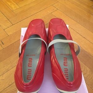 Beautiful Never Worn Miu Miu Red Ballet Slippers